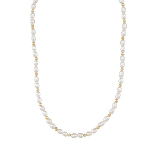 Freshwater & Gold Plated Bead Necklace