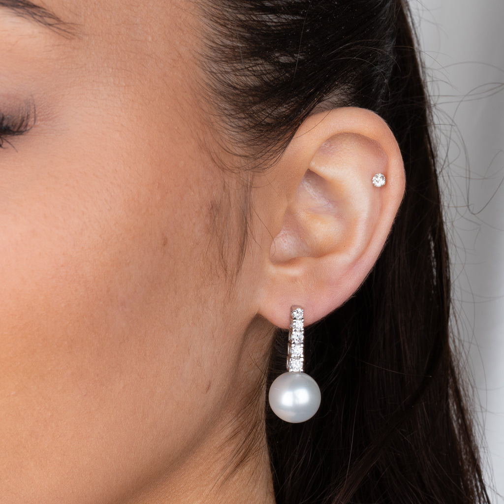 South Sea Pearl & Diamond Earrings