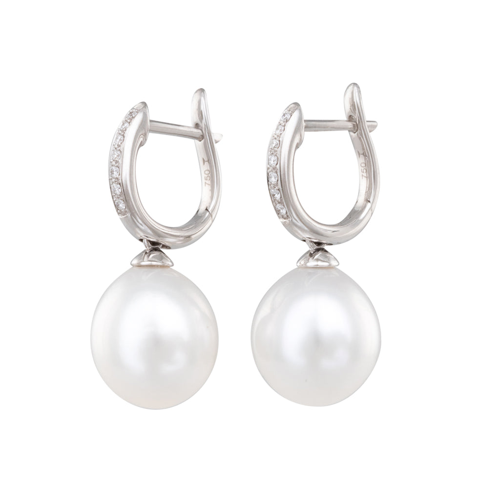 South Sea Pearl & Diamond Huggies