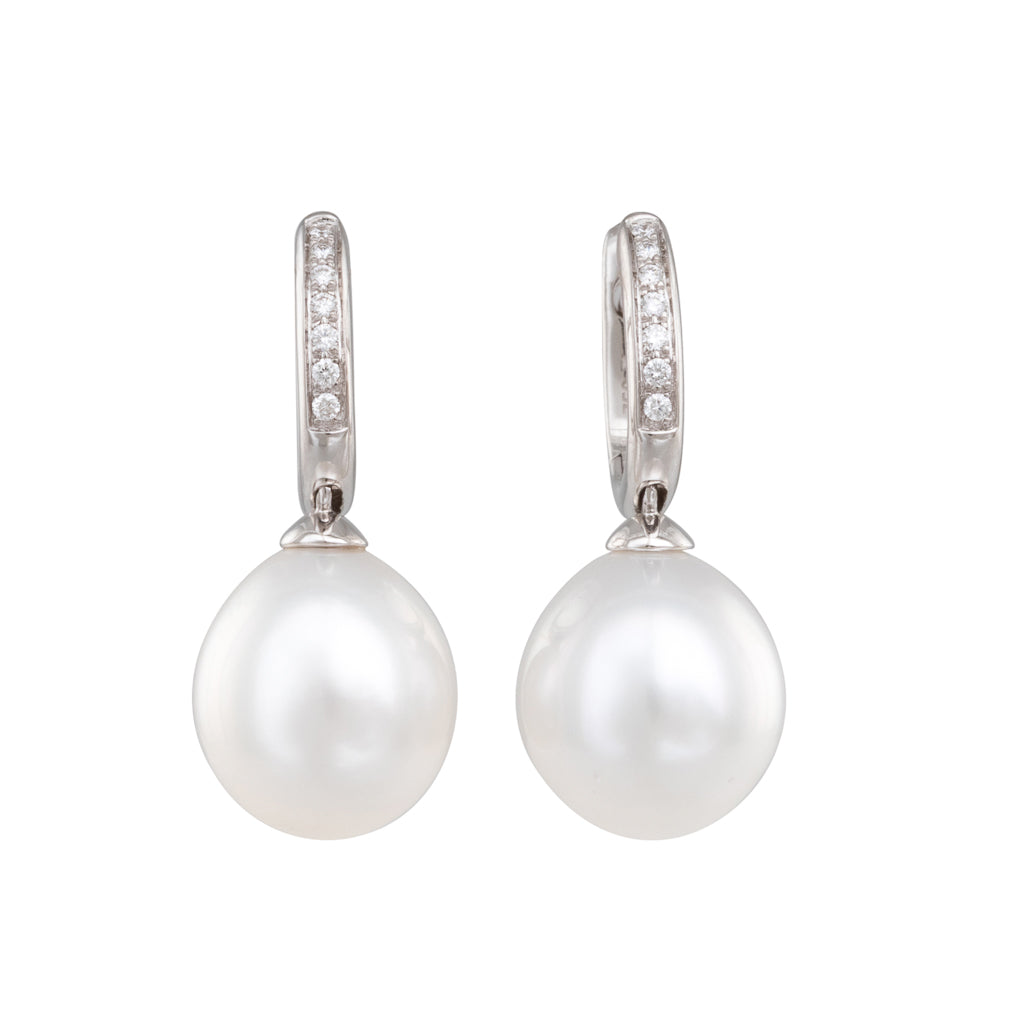 South Sea Pearl & Diamond Huggies