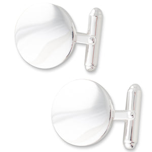 Round Polished Silver Cufflinks