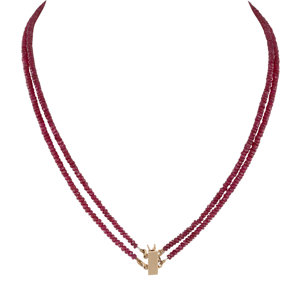 Double Strand of Faceted Ruby Beads