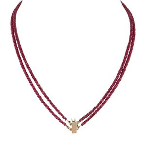 Double Strand of Faceted Ruby Beads