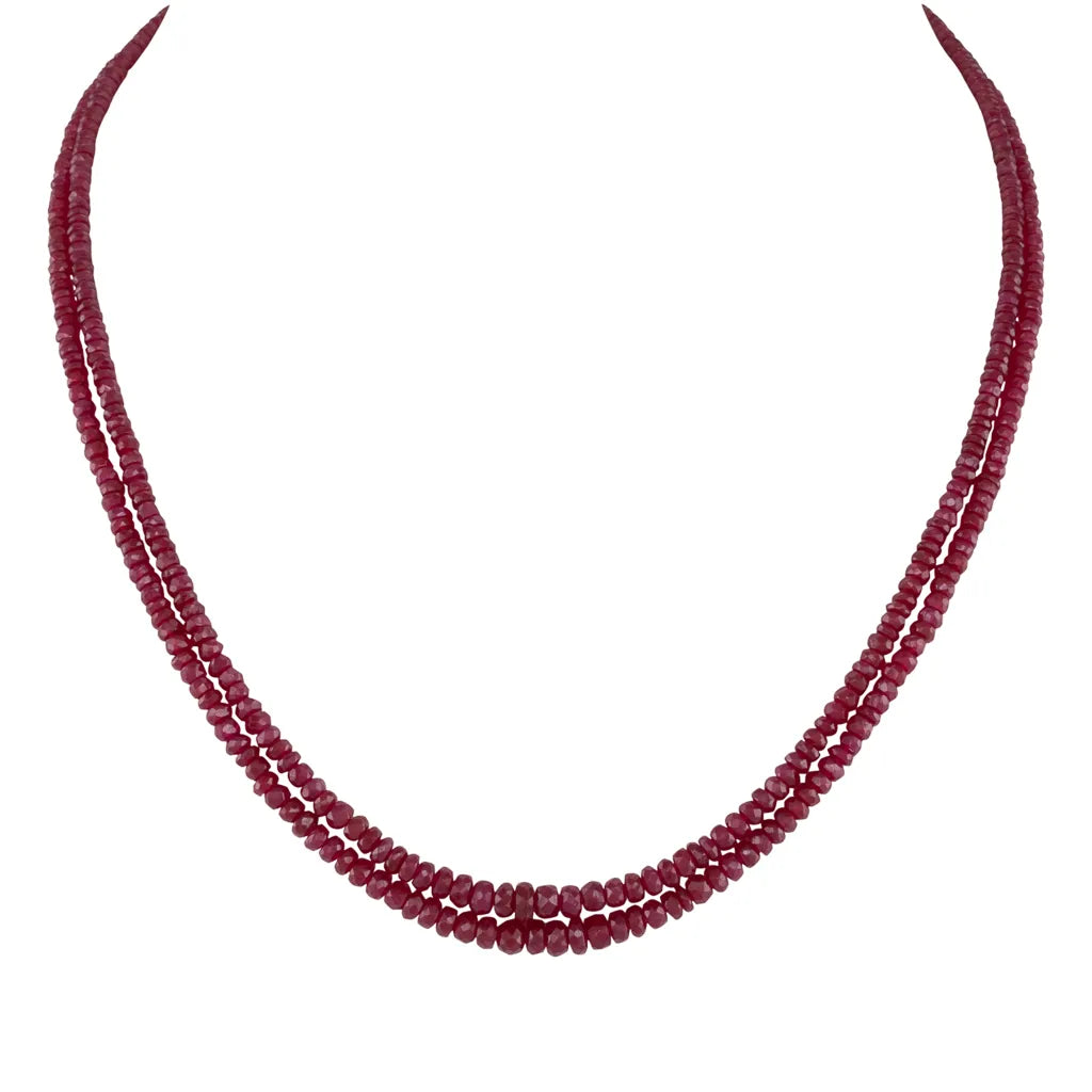 Double Strand of Faceted Ruby Beads