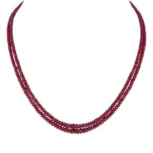 Double Strand of Faceted Ruby Beads
