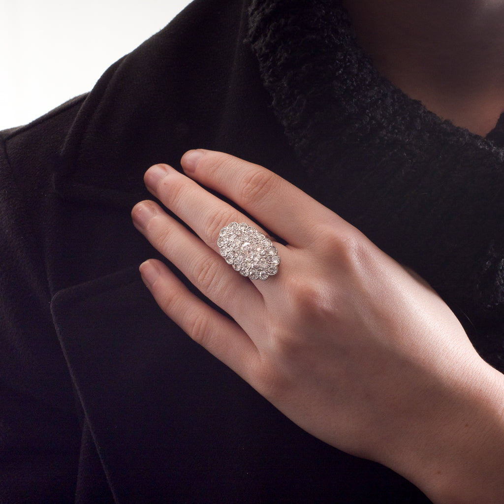 Antique French Diamond Plaque Ring