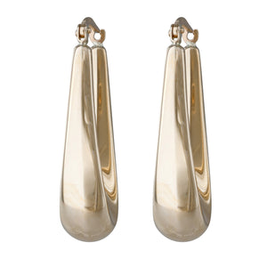Elongated Yellow Gold Hoop Earrings