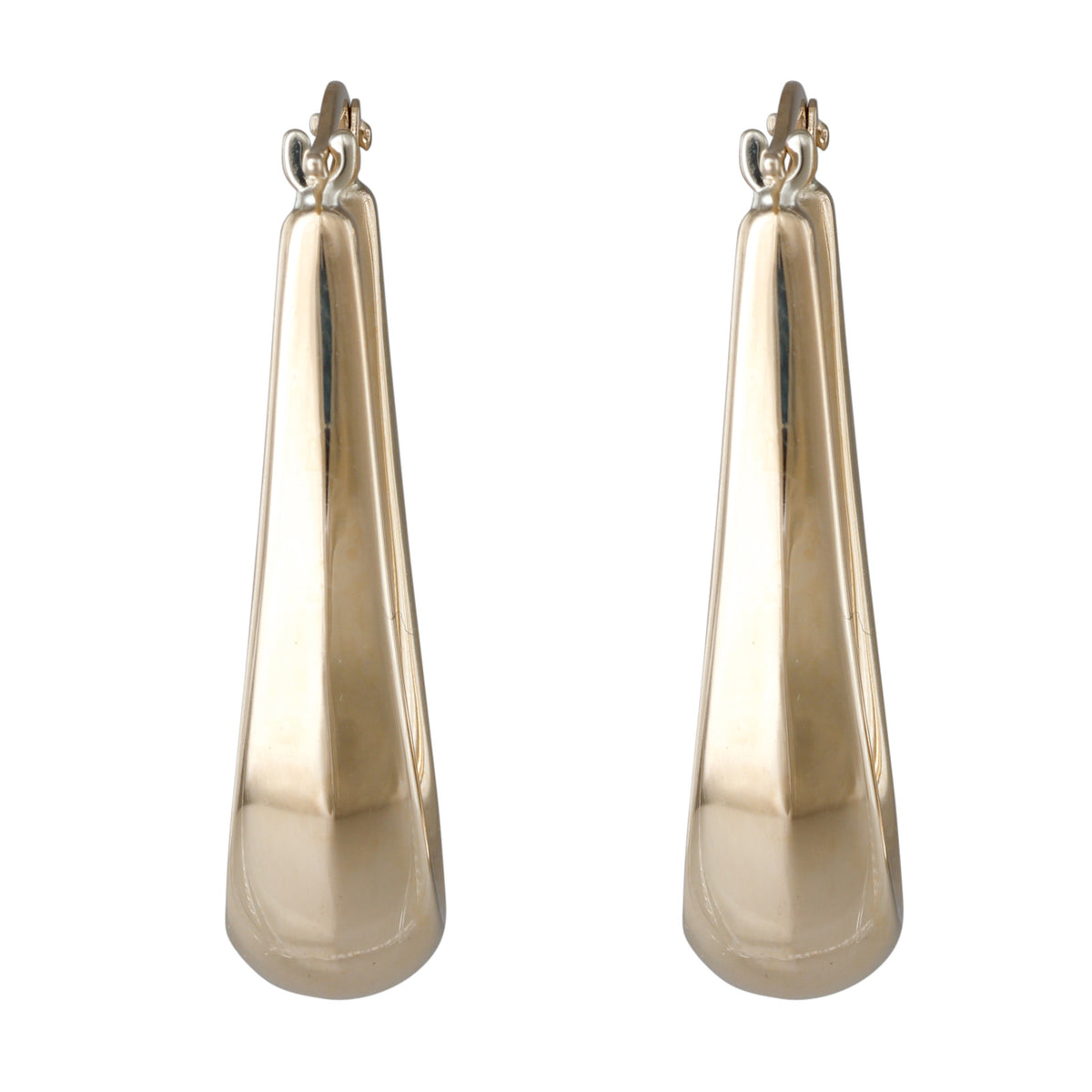 Elongated Yellow Gold Hoop Earrings