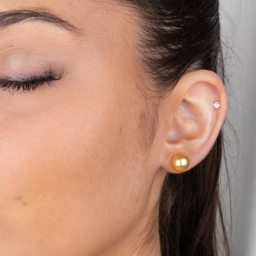 9-10mm Gold South Sea Pearl Studs