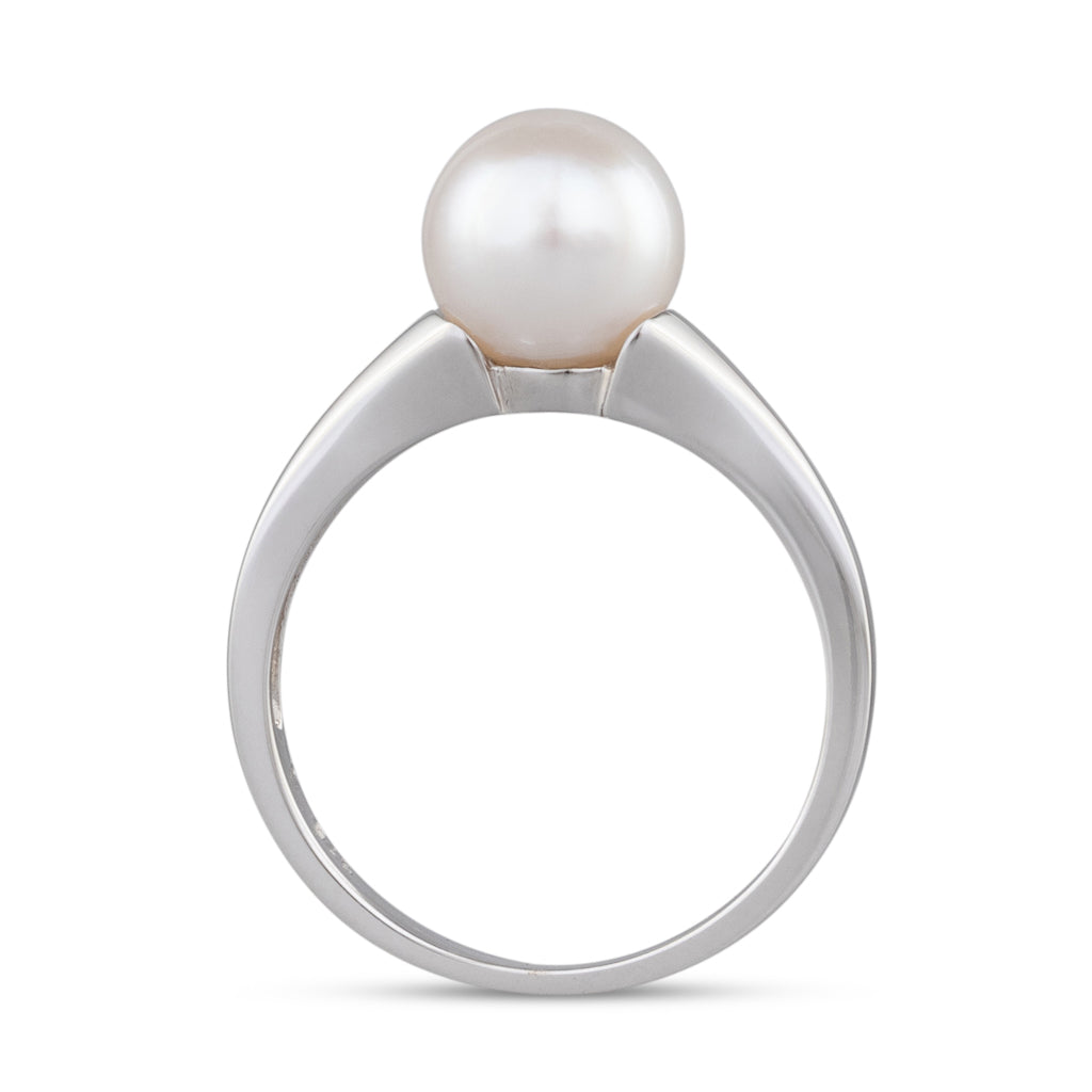 Round White Akoya Pearl Ring