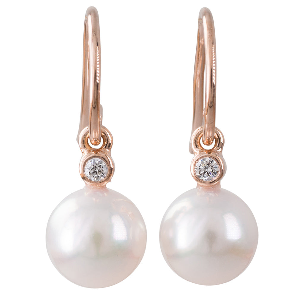 Akoya Pearl & Diamond Hooks