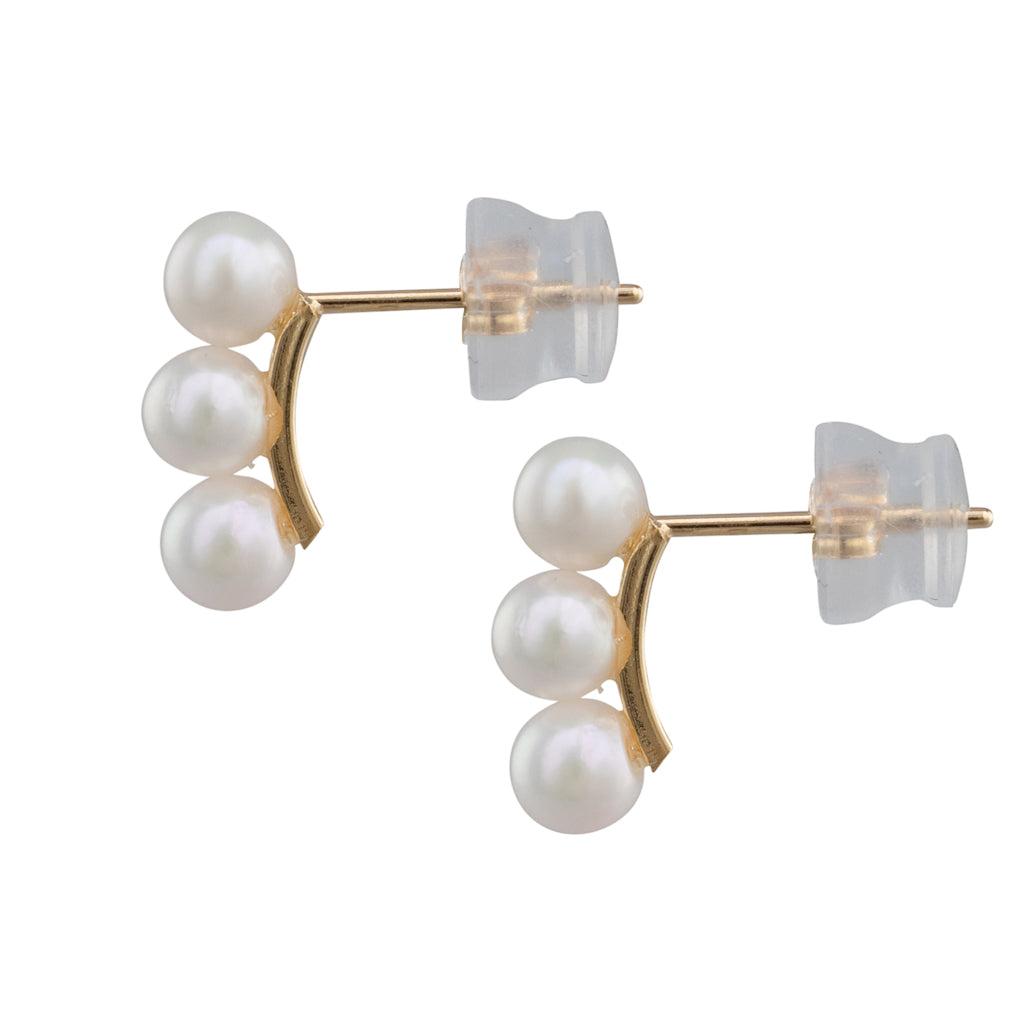 Triple Japanese Akoya Pearl Studs