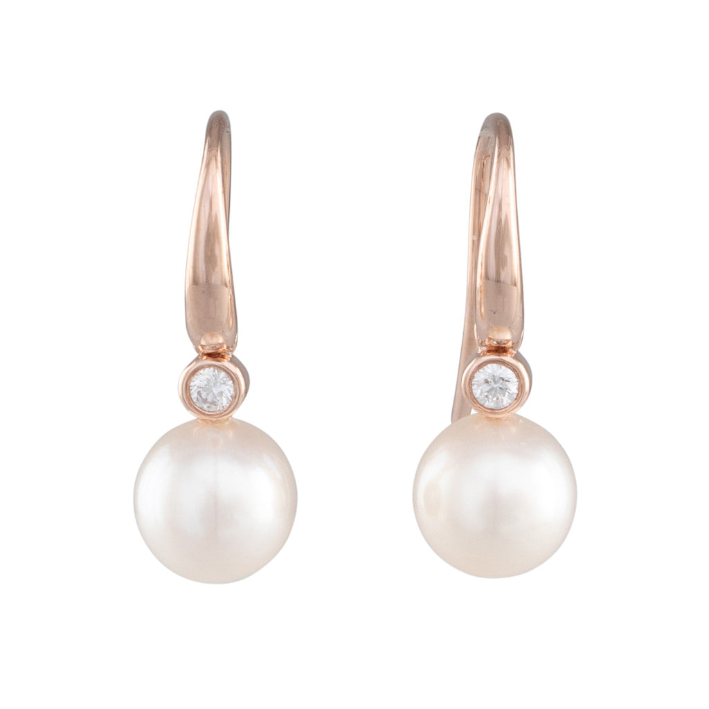 Akoya Pearl & Diamond Hook Earrings