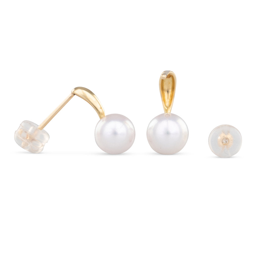 Akoya Pearl Drop Stud Earrings