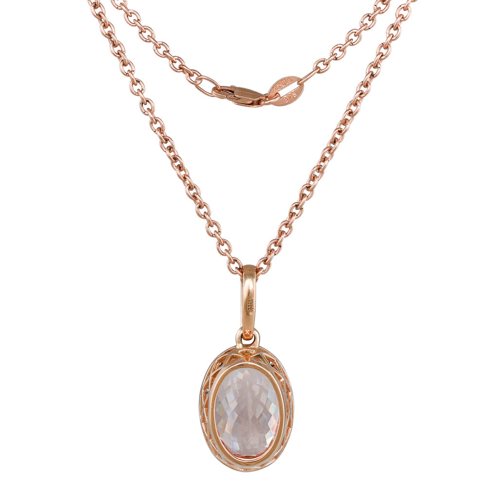 Morganite & Diamond Cluster Pendant