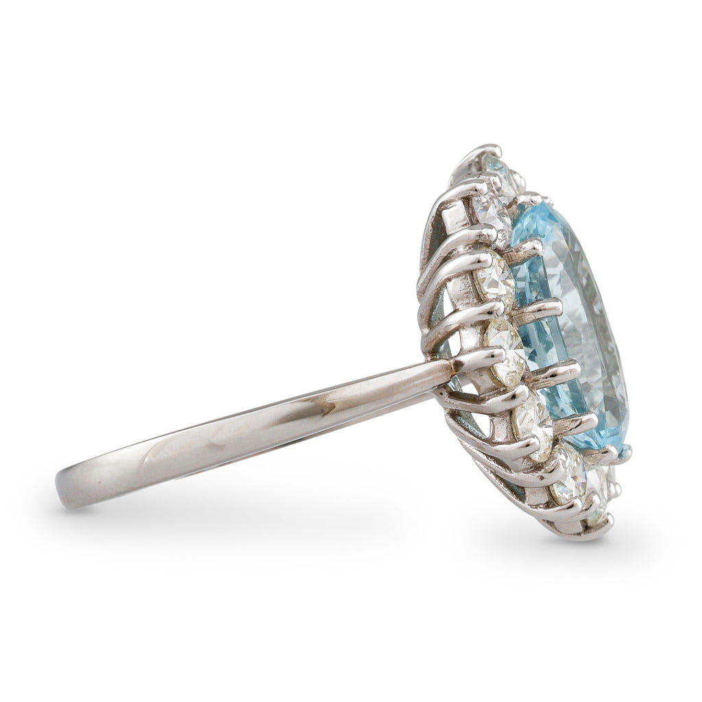Aquamarine and Diamond Cluster Ring Rutherford - Main Image