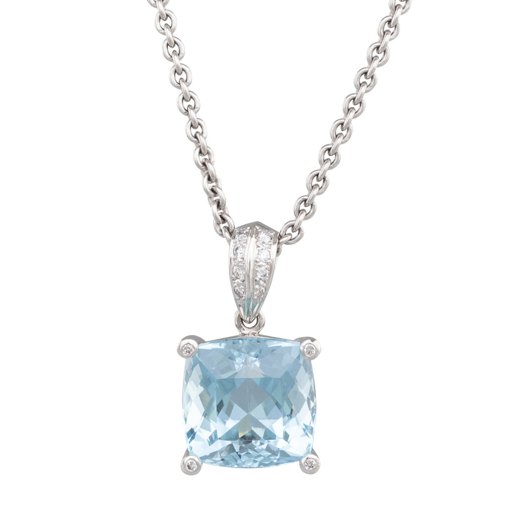 Aquamarine & Diamond Pendant
