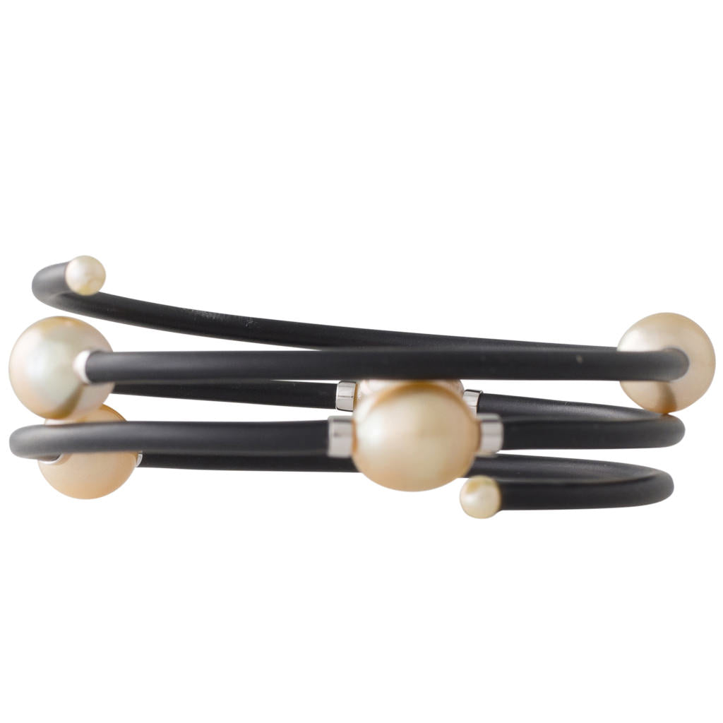 Neoprene & Gold Pearl Twist Bangle