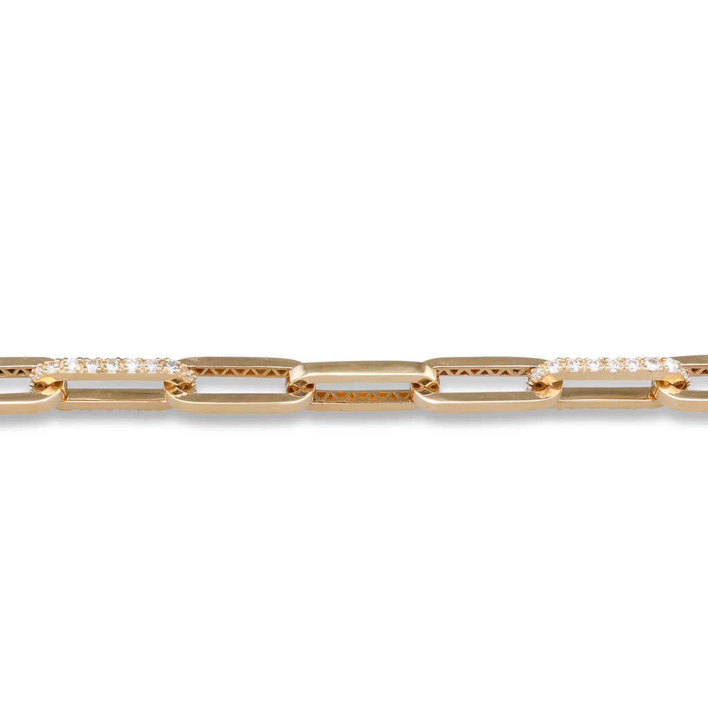 Diamond Set Paper Clip Bracelet