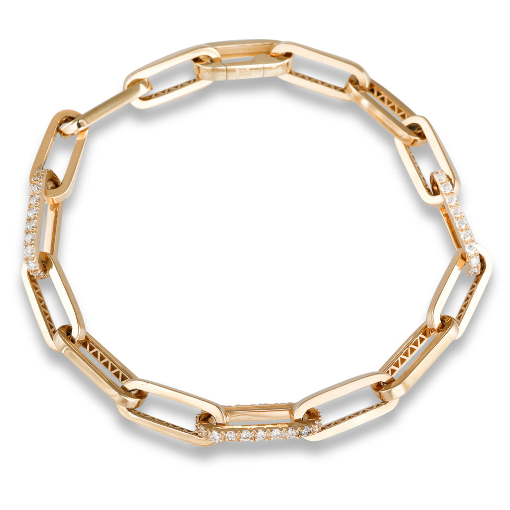 Diamond Set Paper Clip Bracelet