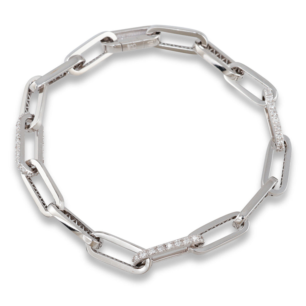 Diamond Set Paper Clip Bracelet