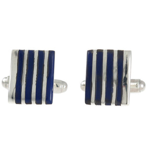 Square Blue Stripe Cufflinks