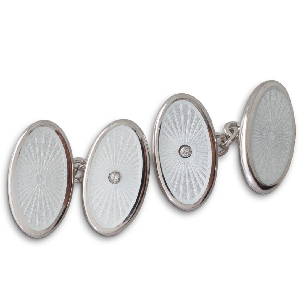 White Enamelled Diamond Cufflinks
