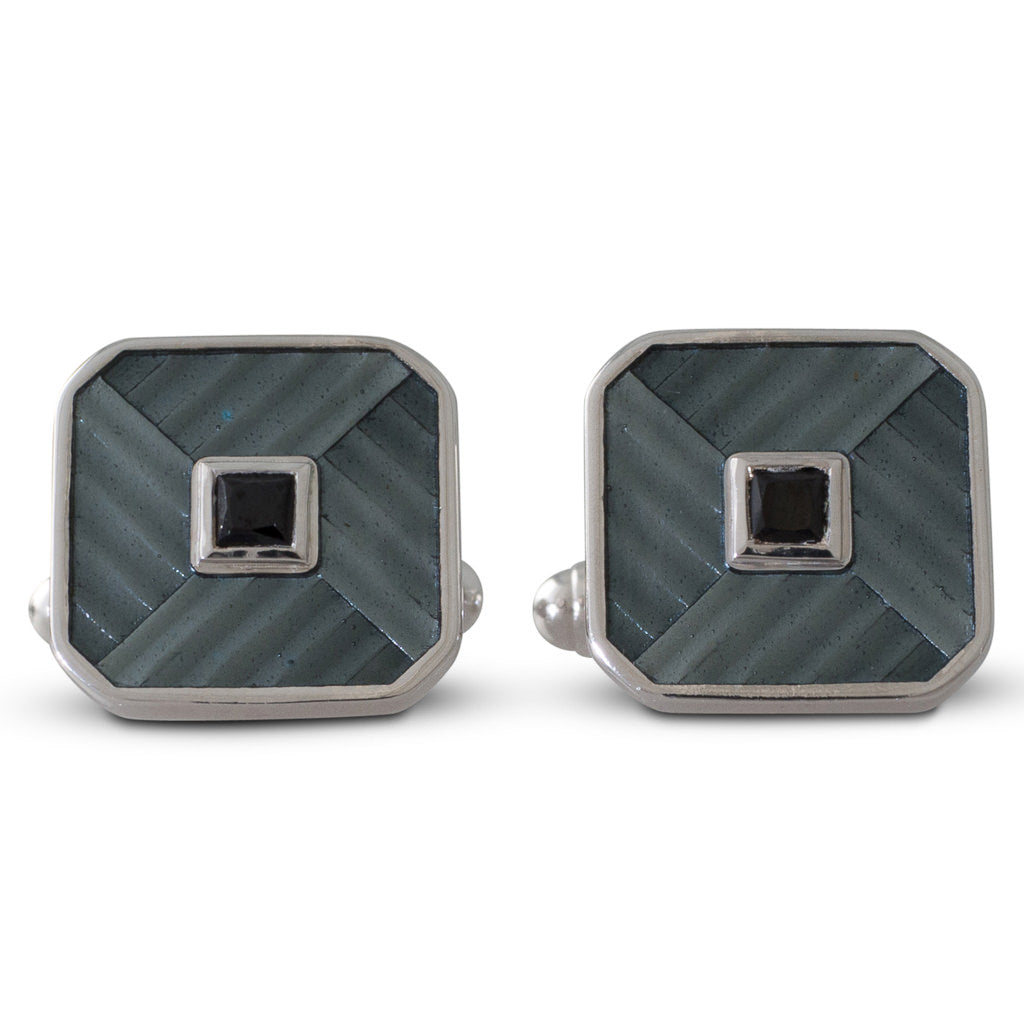Grey Enamel and Onyx Cufflinks