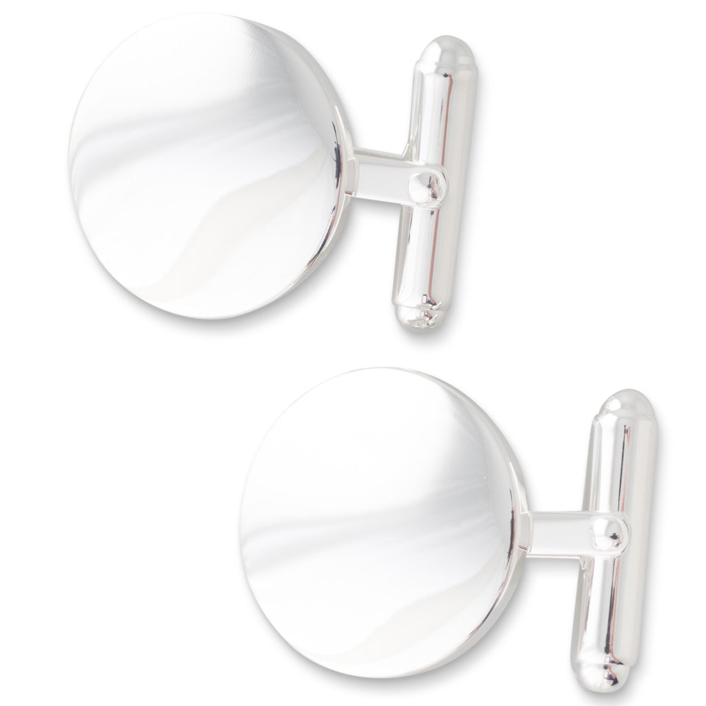 Round Polished Silver Cufflinks