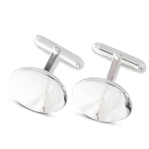 Oval Polished Silver Cufflinks