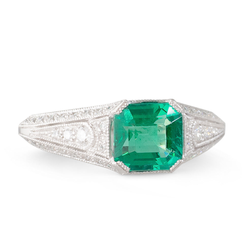 A French Emerald Ring in Platinum