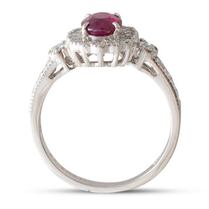 Burmese Ruby & Diamond Cluster Ring