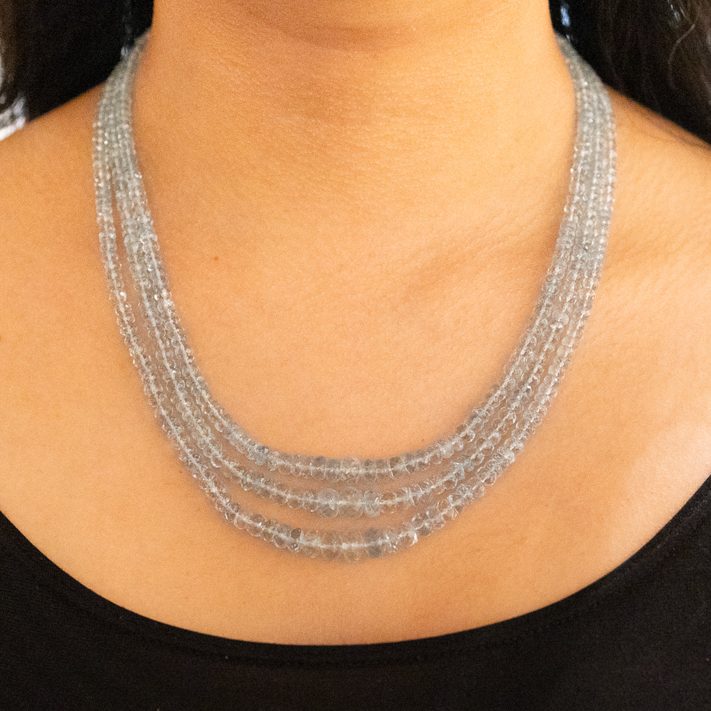 Triple Strand Aquamarine Necklace
