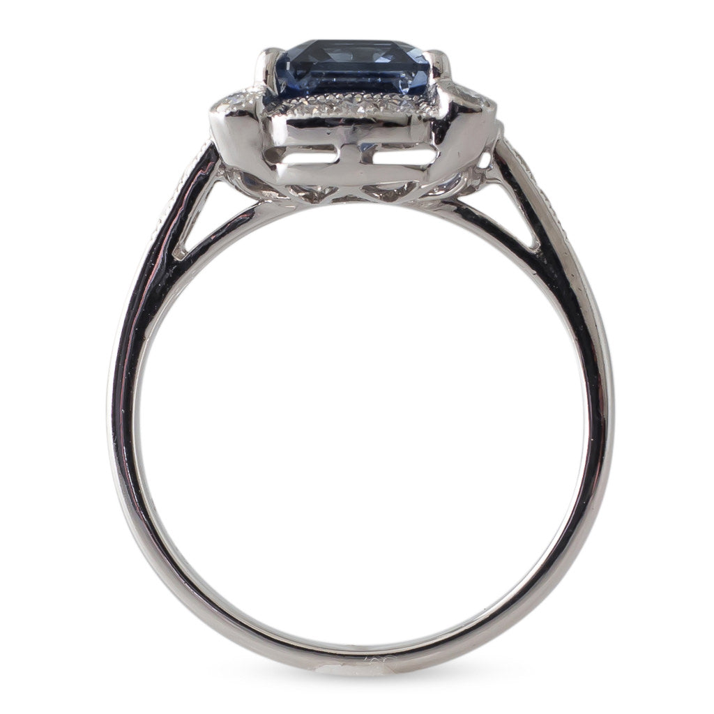 Sapphire and Diamond Cluster Ring