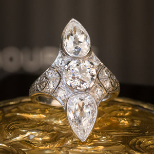 Plaque Ring Pear Shape Diamonds