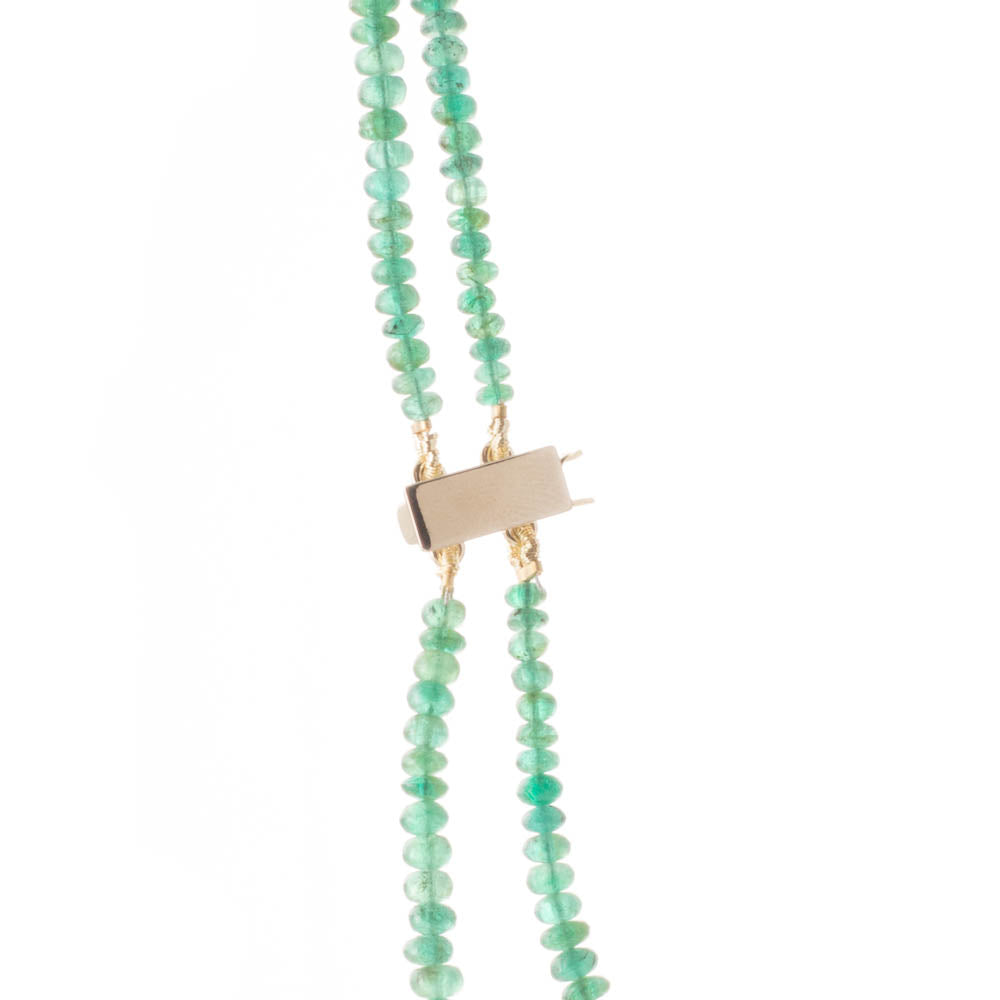 Double Strand of Polished Emeralds