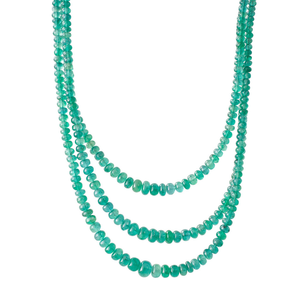 Triple Strand of Emerald Beads