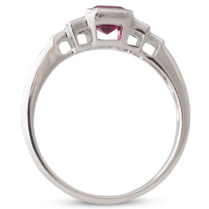 Square Cut Ruby & Diamond Ring