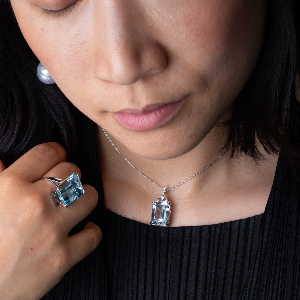 Aquamarine & Diamond Pendant