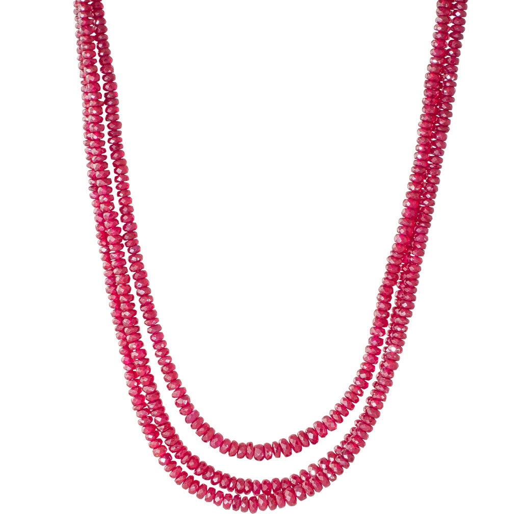 Triple Strand of Ruby Beads