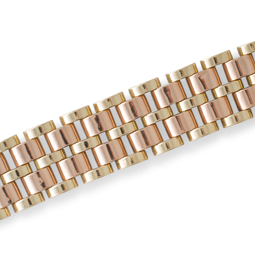 Wide Two Tone Retro Bracelet