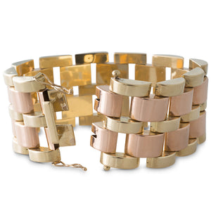 Wide Two Tone Retro Bracelet