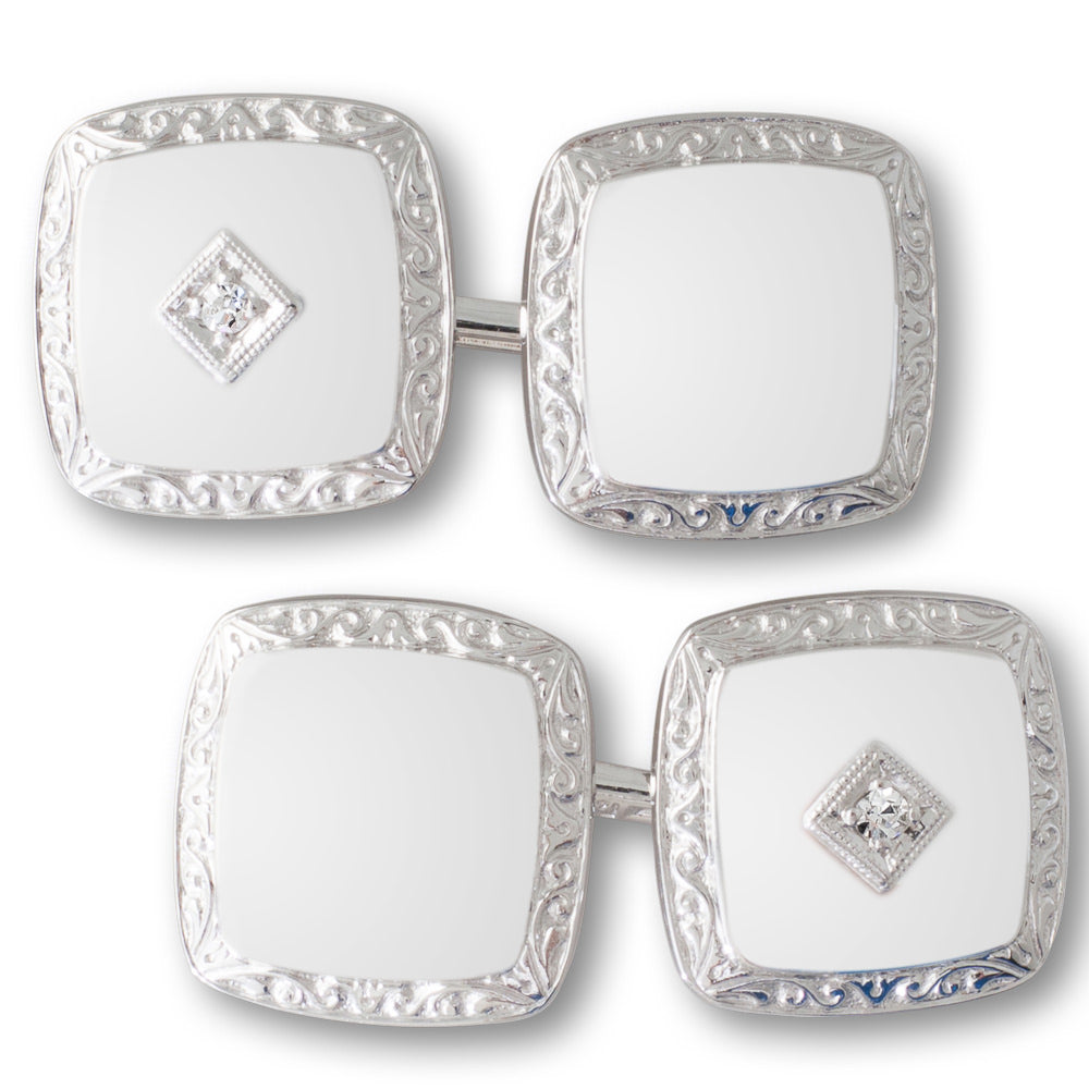 White Gold Cufflinks with Diamonds