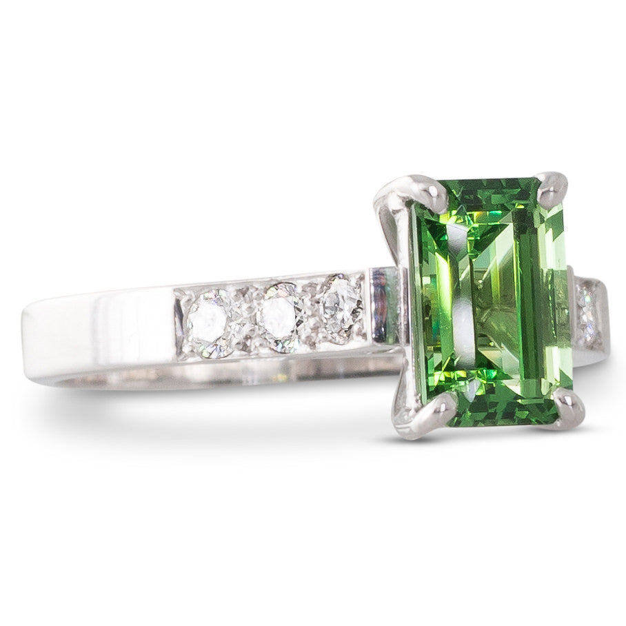 Tsavorite Garnet and Diamond Ring