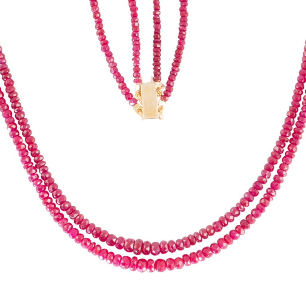 Double Strand of Faceted Ruby Beads