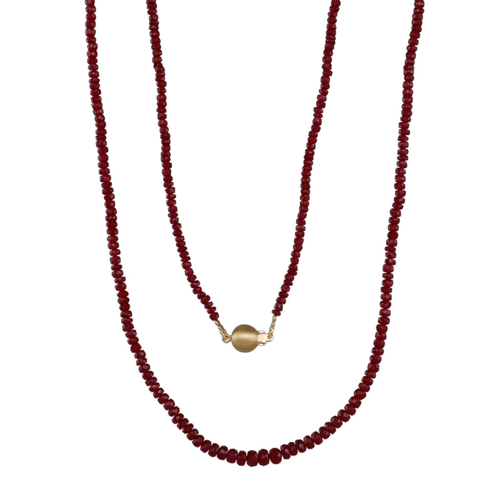 Strand of Faceted Ruby Beads