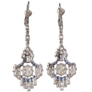 Art Deco Diamond &Sapphire Earrings