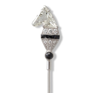 Diamond & Onyx Horsehead Pin