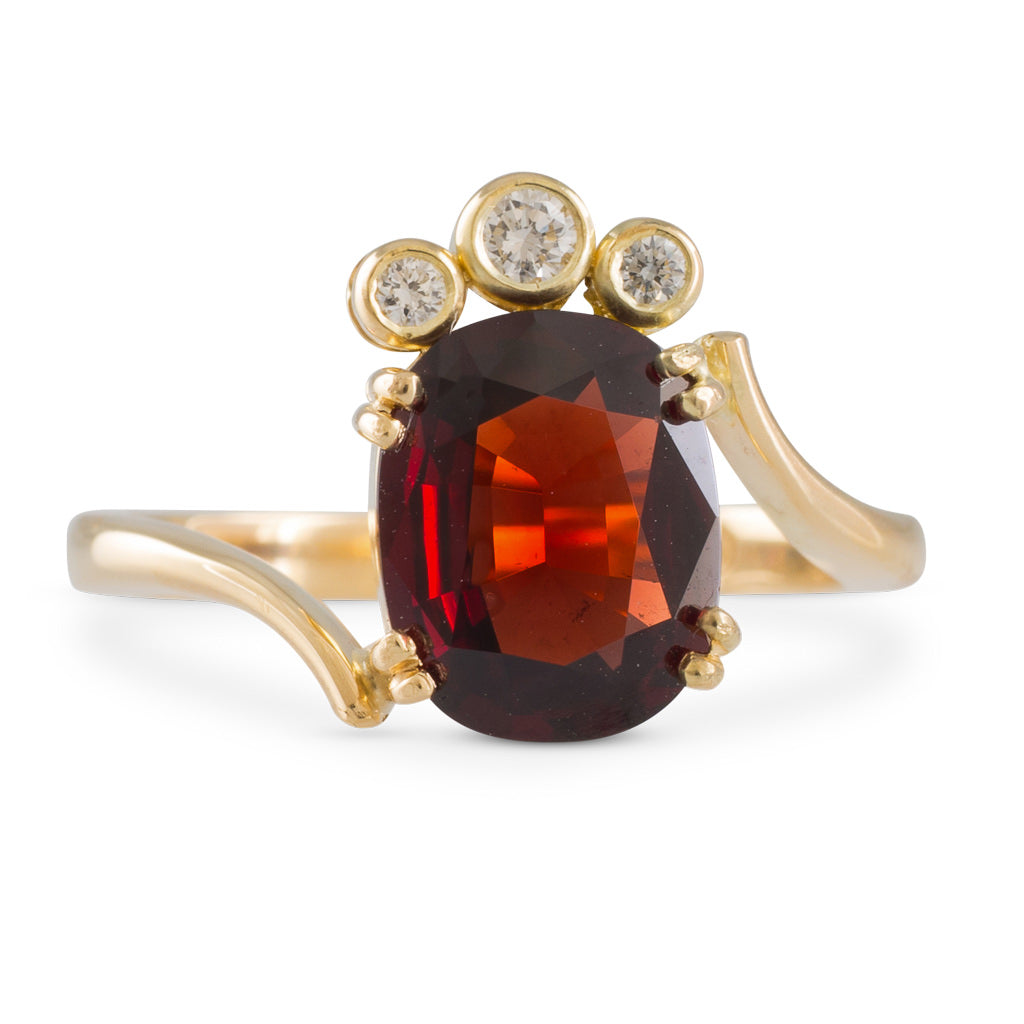 Red Spinel and Diamond Ring