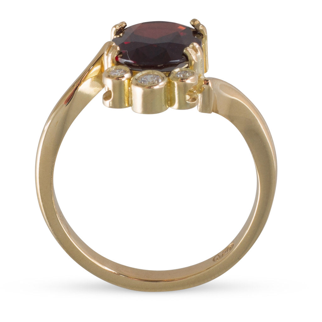 Red Spinel and Diamond Ring